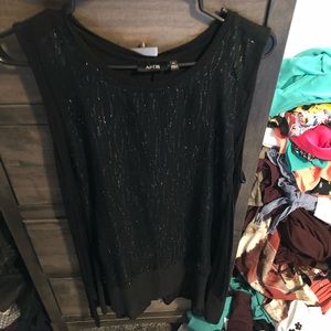 13 or 3/30 Apt 9 black tunic- sleeveless sequin XL